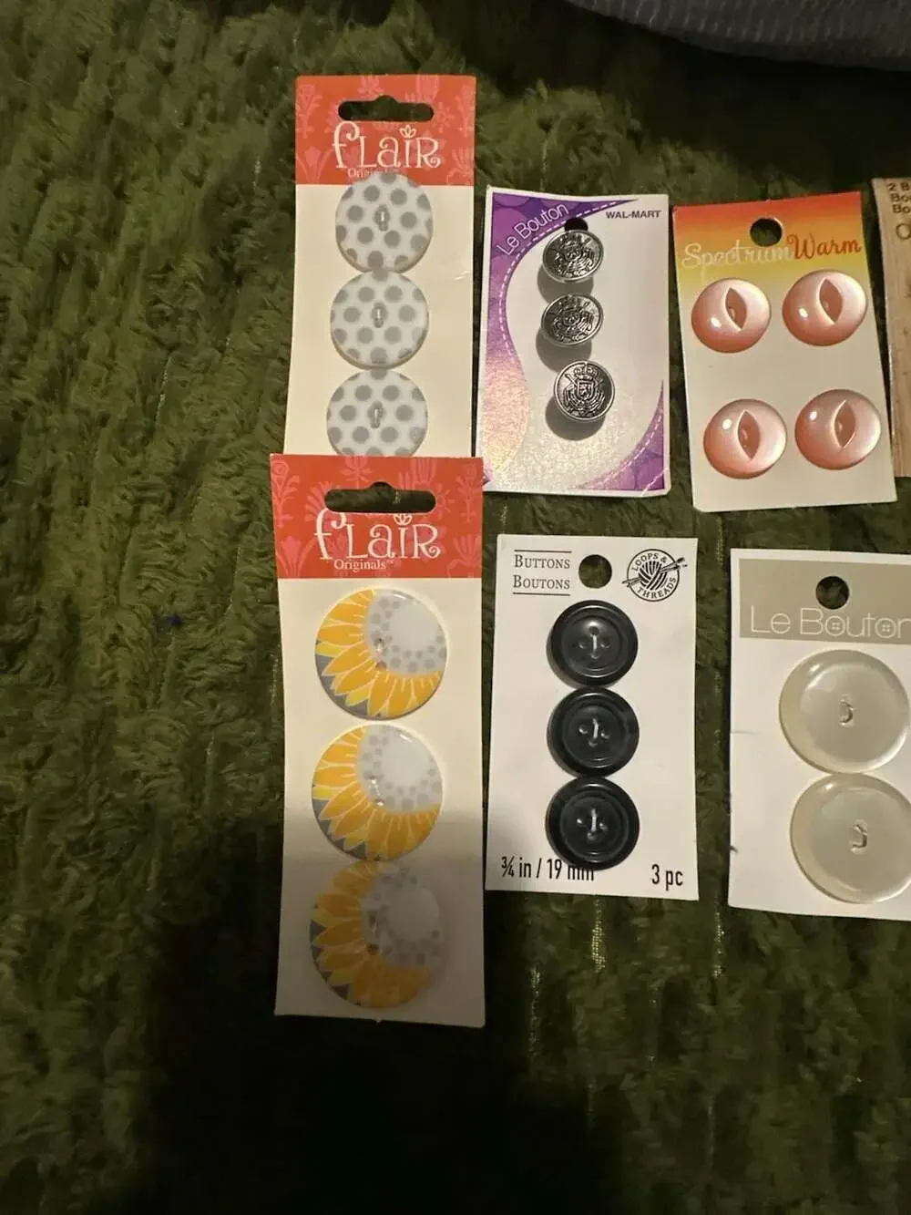 Lot Mixed Sewing Buttons, Various Brands Including Flair, LaMode, and Le Bouton